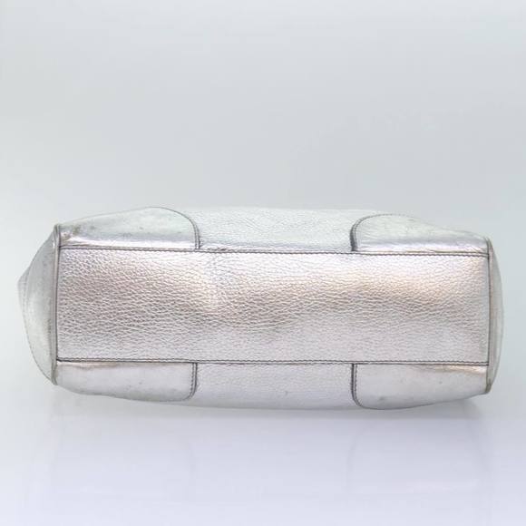 CELINE Tote Bag Leather Silver Auth 88261 - Picture 5 of 16